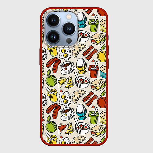 Чехол iPhone 13 Pro Завтрак - цветной / 3D-Красный – фото 1