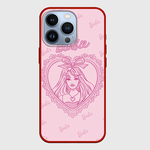 Чехол iPhone 13 Pro Ретро барби в рамке в форма сердца / 3D-Красный – фото 1