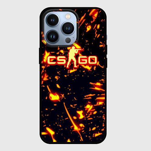 Чехол iPhone 13 Pro Cs go огненные стиль / 3D-Черный – фото 1