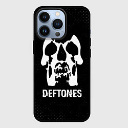 Чехол iPhone 13 Pro Deftones glitch на темном фоне