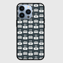 Чехол для iPhone 13 Pro Геометрические зайцы и коты, цвет: 3D-черный