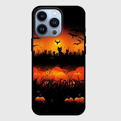 Чехол iPhone 13 Pro Кошки хэллоуина / 3D-Черный – фото 1