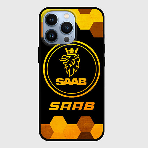 Чехол iPhone 13 Pro Saab - gold gradient / 3D-Черный – фото 1