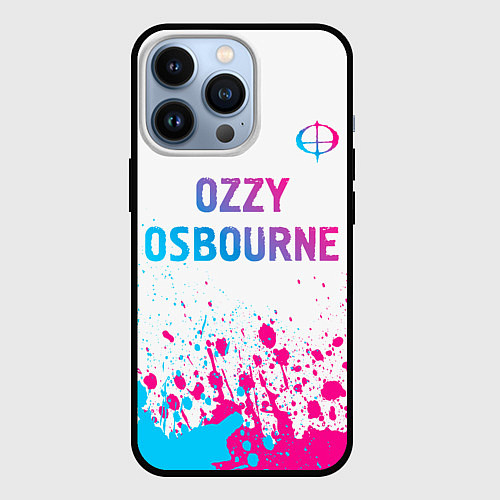 Чехол iPhone 13 Pro Ozzy Osbourne neon gradient style: символ сверху / 3D-Черный – фото 1