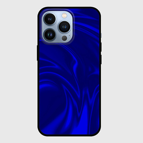 Чехол iPhone 13 Pro Имитация синий шёлк / 3D-Черный – фото 1
