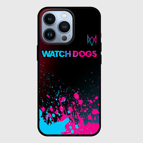 Чехол iPhone 13 Pro Watch Dogs - neon gradient: символ сверху / 3D-Черный – фото 1