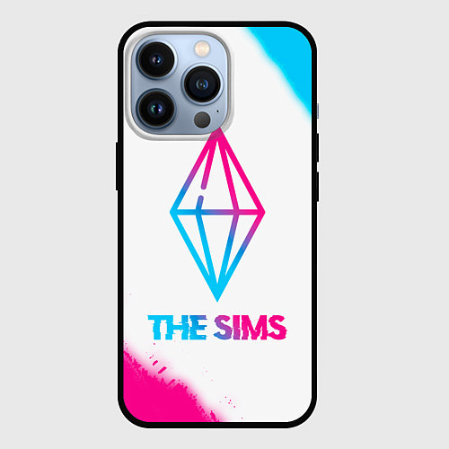 Чехол iPhone 13 Pro The Sims neon gradient style / 3D-Черный – фото 1