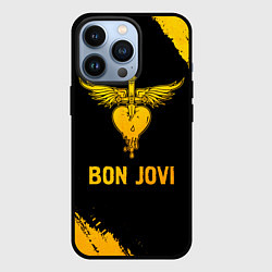 Чехол для iPhone 13 Pro Bon Jovi - gold gradient, цвет: 3D-черный
