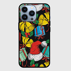 Чехол для iPhone 13 Pro Узор с рождественскими колокольчиками, цвет: 3D-черный
