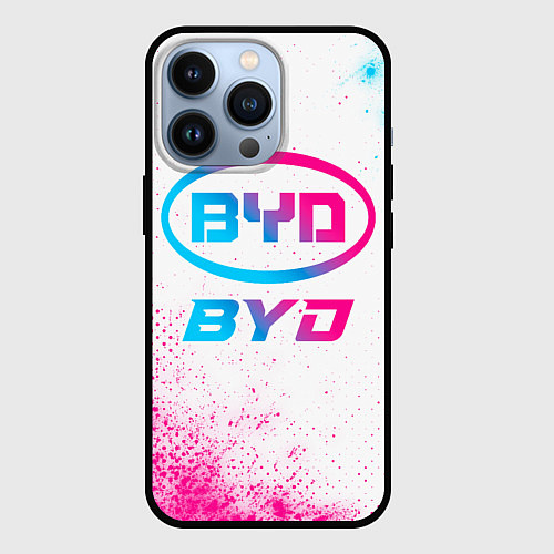 Чехол iPhone 13 Pro BYD neon gradient style / 3D-Черный – фото 1