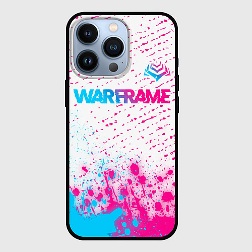 Чехол iPhone 13 Pro Warframe neon gradient style: символ сверху / 3D-Черный – фото 1