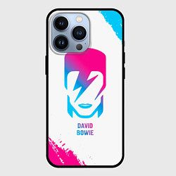 Чехол iPhone 13 Pro David Bowie neon gradient style