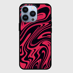 Чехол для iPhone 13 Pro Абстракция чёрно-розовый, цвет: 3D-черный