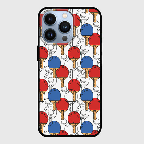 Чехол iPhone 13 Pro Настольный теннис - ракетки / 3D-Черный – фото 1