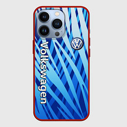 Чехол для iPhone 13 Pro Volkswagen - синий камуфляж, цвет: 3D-красный