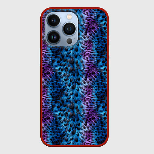 Чехол iPhone 13 Pro Текстура меха фантастического животного паттерн / 3D-Красный – фото 1