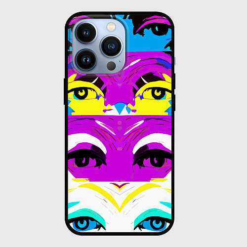 Чехол iPhone 13 Pro Eyes - pop art - neural network / 3D-Черный – фото 1