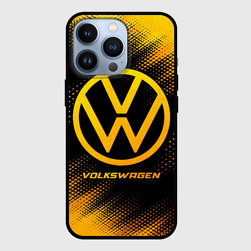 Чехол iPhone 13 Pro Volkswagen - gold gradient / 3D-Черный – фото 1