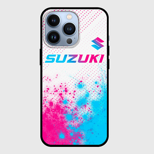 Чехол iPhone 13 Pro Suzuki neon gradient style: символ сверху / 3D-Черный – фото 1