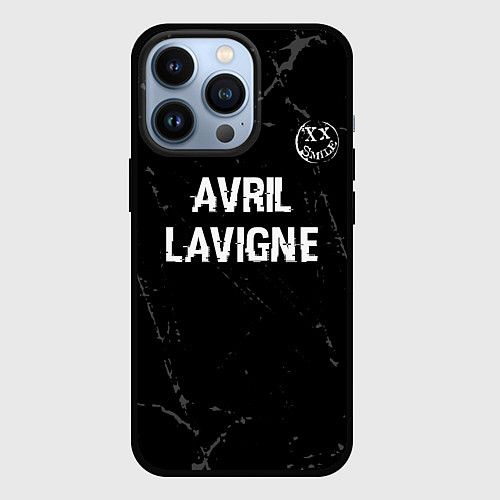 Чехол iPhone 13 Pro Avril Lavigne glitch на темном фоне: символ сверху / 3D-Черный – фото 1