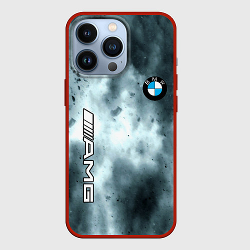 Чехол iPhone 13 Pro Bmw смок текстура / 3D-Красный – фото 1