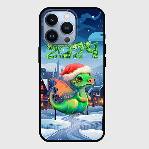 Чехол iPhone 13 Pro Милый дракончик 2024 / 3D-Черный – фото 1