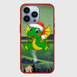 Чехол iPhone 13 Pro Зеленый дракончик 2024