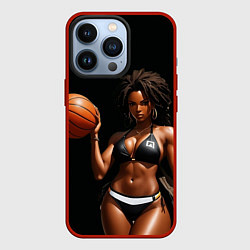 Чехол для iPhone 13 Pro Девушка с баскетбольным мячом, цвет: 3D-красный