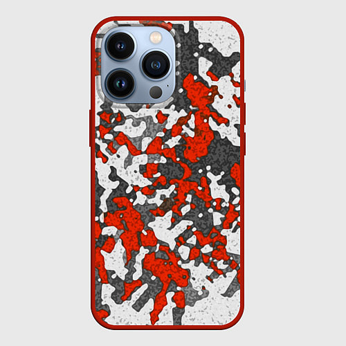 Чехол iPhone 13 Pro Абстракция серо-красная / 3D-Красный – фото 1