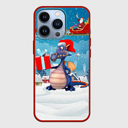 Чехол для iPhone 13 Pro Новогодний праздничный дракон, цвет: 3D-красный