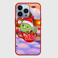 Чехол для iPhone 13 Pro Дракон в кружке 2024, цвет: 3D-красный