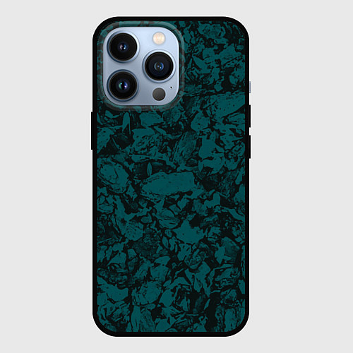 Чехол iPhone 13 Pro Текстура каменная тёмно-зелёный / 3D-Черный – фото 1