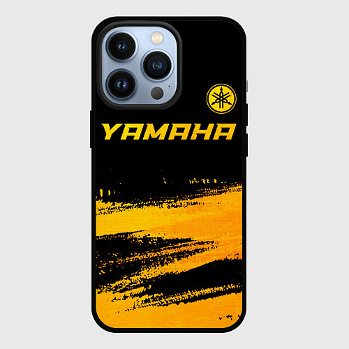 Чехол iPhone 13 Pro Yamaha - gold gradient: символ сверху / 3D-Черный – фото 1