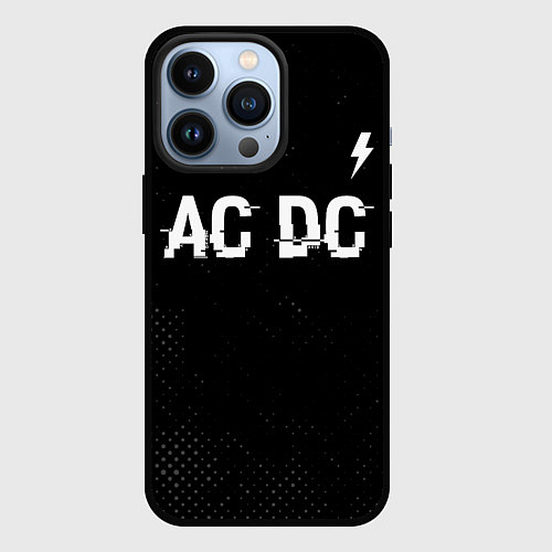 Чехол iPhone 13 Pro AC DC glitch на темном фоне: символ сверху / 3D-Черный – фото 1