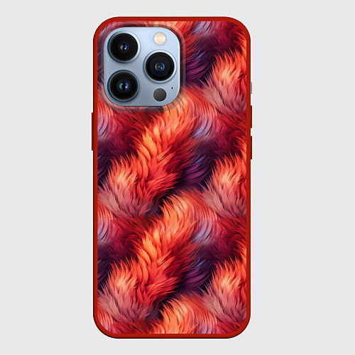 Чехол iPhone 13 Pro Красный мех паттерн / 3D-Красный – фото 1