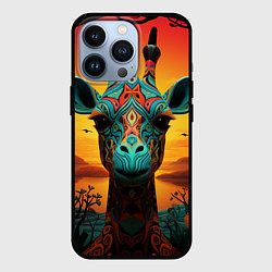 Чехол iPhone 13 Pro Жираф в стиле фолк-арт