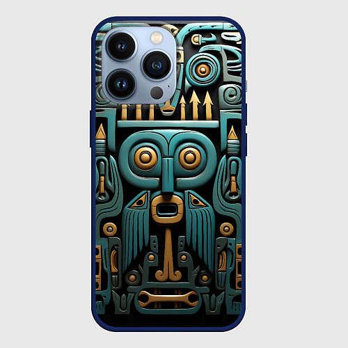 Чехол iPhone 13 Pro Рисунок в египетском стиле / 3D-Тёмно-синий – фото 1