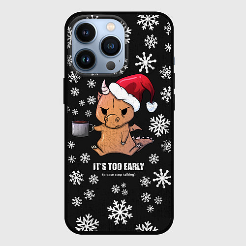 Чехол iPhone 13 Pro Дракон с кофе / 3D-Черный – фото 1