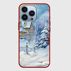 Чехол iPhone 13 Pro Новогодний снеговик с шарфом