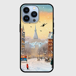 Чехол для iPhone 13 Pro Новогодний городок, цвет: 3D-черный