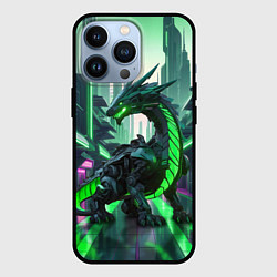 Чехол iPhone 13 Pro Неоновый зеленый дракон