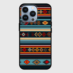 Чехол для iPhone 13 Pro Этнический орнамент в горизонтальную полоску, цвет: 3D-черный
