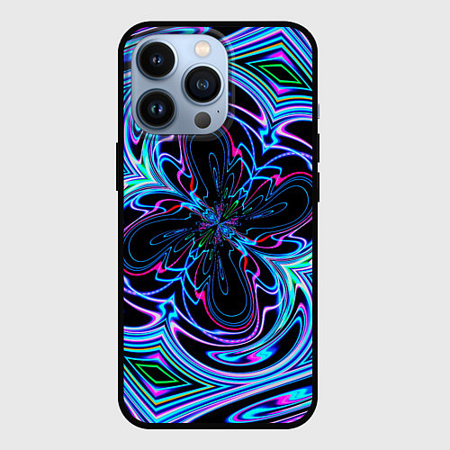 Чехол iPhone 13 Pro Абстракция neon / 3D-Черный – фото 1