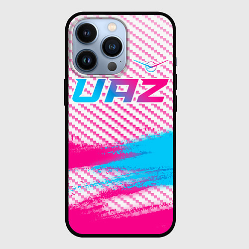 Чехол iPhone 13 Pro UAZ neon gradient style посередине / 3D-Черный – фото 1