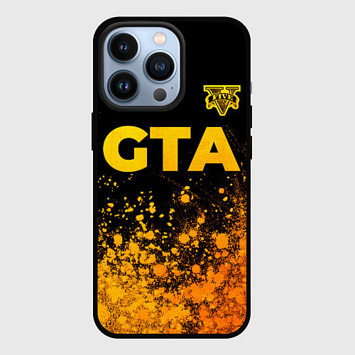 Чехол iPhone 13 Pro GTA - gold gradient посередине / 3D-Черный – фото 1