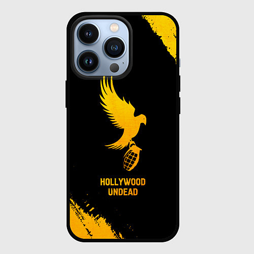 Чехол iPhone 13 Pro Hollywood Undead - gold gradient / 3D-Черный – фото 1