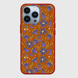 Чехол iPhone 13 Pro Цветы в поле коричневый цвет