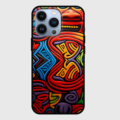 Чехол iPhone 13 Pro Разноцветный узор в стиле абстракционизм / 3D-Черный – фото 1