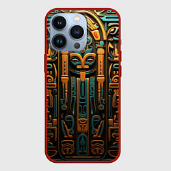 Чехол для iPhone 13 Pro Орнамент в египетском стиле, бюст Нефертити, цвет: 3D-красный
