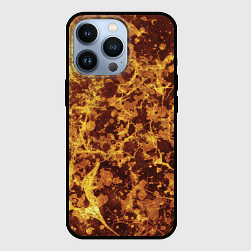 Чехол iPhone 13 Pro Абстракция - желтый антрацит / 3D-Черный – фото 1